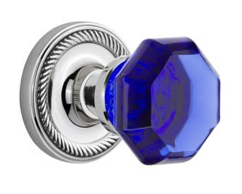 Nostalgic Warehouse Rope Rose with Cobalt Waldorf Crystal Knob