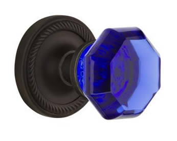 Nostalgic Warehouse Rope Rose with Cobalt Waldorf Crystal Knob