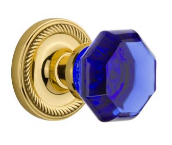 Nostalgic Warehouse Rope Rose with Cobalt Waldorf Crystal Knob