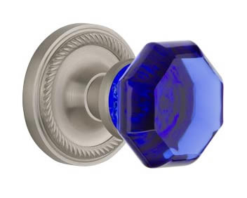 Nostalgic Warehouse Rope Rose with Cobalt Waldorf Crystal Knob