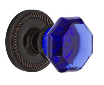 Nostalgic Warehouse Rope Rose with Cobalt Waldorf Crystal Knob