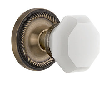 Nostalgic Warehouse Rope Rose with White Waldorf Knob