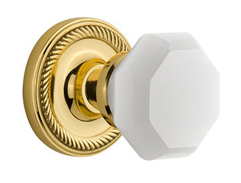Nostalgic Warehouse Rope Rose with White Waldorf Knob