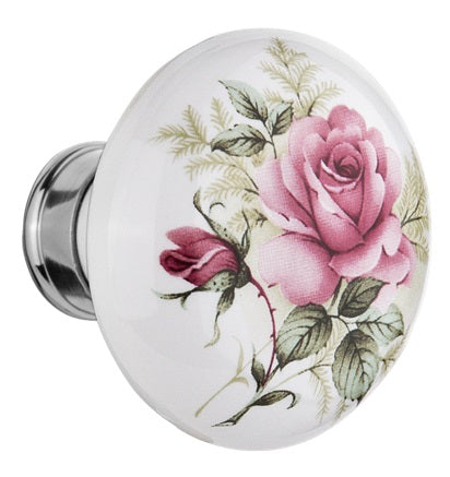 Nostalgic Warehouse White/Rose Porcelain Knobs ONLY with Spindle