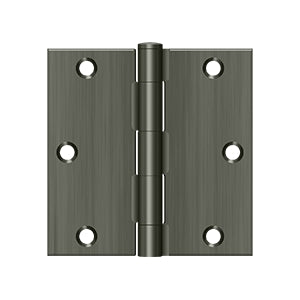 Deltana 3 1/2 x 3 1/2 Inch  Door Hinge - Antique Nickel