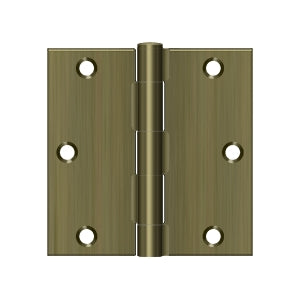Deltana 3 1/2 x 3 1/2 Inch  Door Hinge - Antique Brass