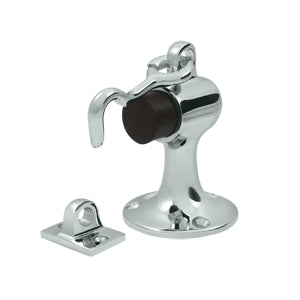 Deltana Solid Brass 3 3/4 Inch Floor Mounted Bumper - Polished Chrome