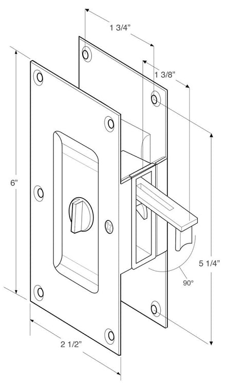 Deltana Decorative Pocket Door Lock Measurements