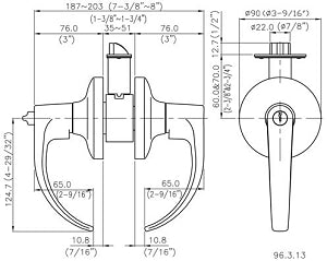 Advantage HS Series Grade2 Storeroom Function Commercial SD Lever Measurements