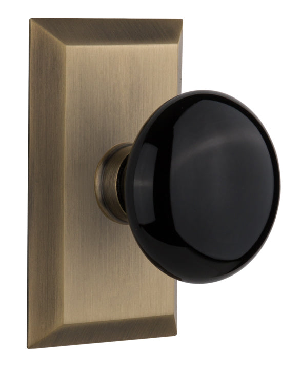 Nostalgic Warehouse Studio Plate with Black Porcelain Knob
