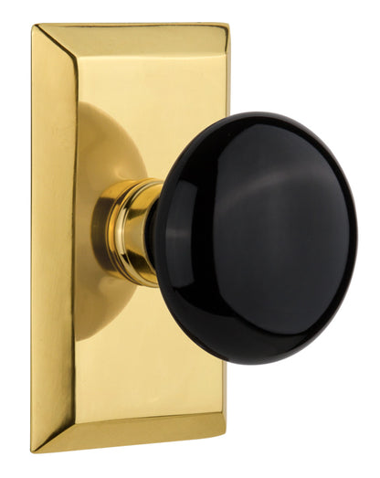 Nostalgic Warehouse Studio Plate with Black Porcelain Knob