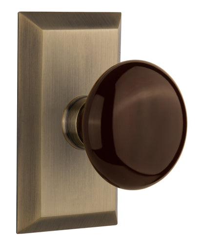 Nostalgic Warehouse Studio Plate with Brown Porcelain Knob