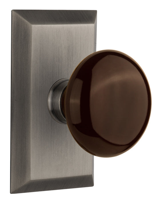 Nostalgic Warehouse Studio Plate with Brown Porcelain Knob