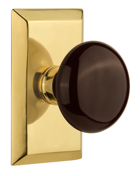 Nostalgic Warehouse Studio Plate with Brown Porcelain Knob
