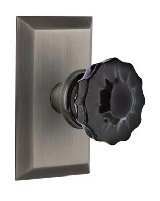 Nostalgic Warehouse Studio Plate with Black Crystal Knob