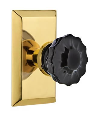 Nostalgic Warehouse Studio Plate with Black Crystal Knob