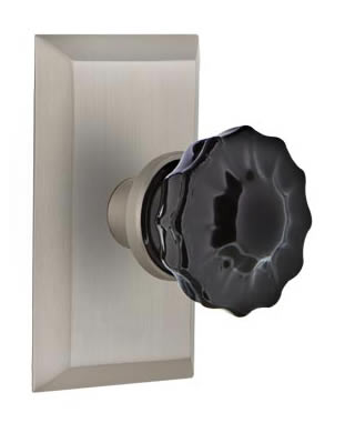 Nostalgic Warehouse Studio Plate with Black Crystal Knob