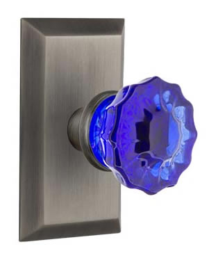 Nostalgic Warehouse Studio Plate with Cobalt Crystal Knob
