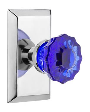 Nostalgic Warehouse Studio Plate with Cobalt Crystal Knob