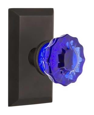 Nostalgic Warehouse Studio Plate with Cobalt Crystal Knob