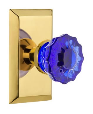Nostalgic Warehouse Studio Plate with Cobalt Crystal Knob