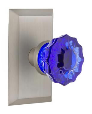 Nostalgic Warehouse Studio Plate with Cobalt Crystal Knob
