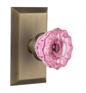 Nostalgic Warehouse Studio Plate with Pink Crystal Knob