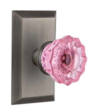Nostalgic Warehouse Studio Plate with Pink Crystal Knob