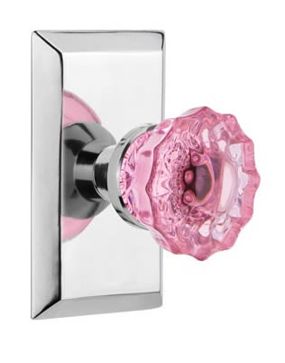 Nostalgic Warehouse Studio Plate with Pink Crystal Knob