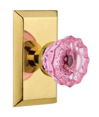 Nostalgic Warehouse Studio Plate with Pink Crystal Knob