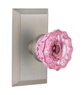Nostalgic Warehouse Studio Plate with Pink Crystal Knob