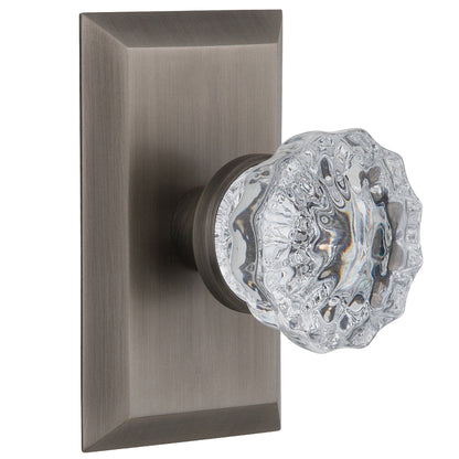 Nostalgic Warehouse Studio Plate with Crystal Knob - Antique pewter