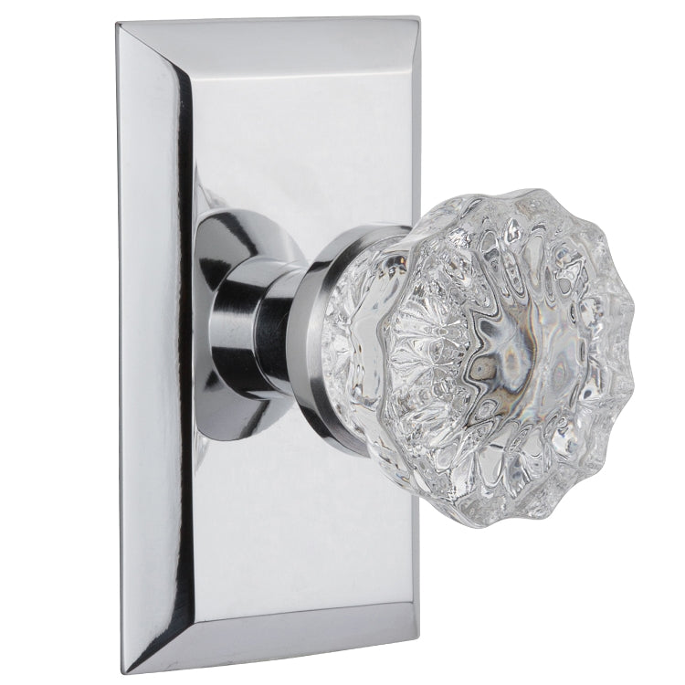 Nostalgic Warehouse Studio Plate with Crystal Knob - Bright Chrome