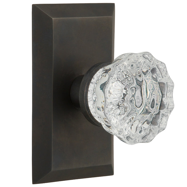 Nostalgic Warehouse Studio Plate with Crystal Knob - Oil Rubbed Bronze