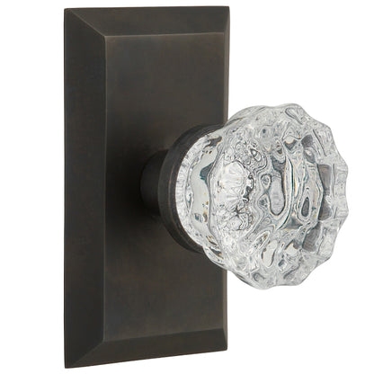 Nostalgic Warehouse Studio Plate with Crystal Knob - Oil Rubbed Bronze