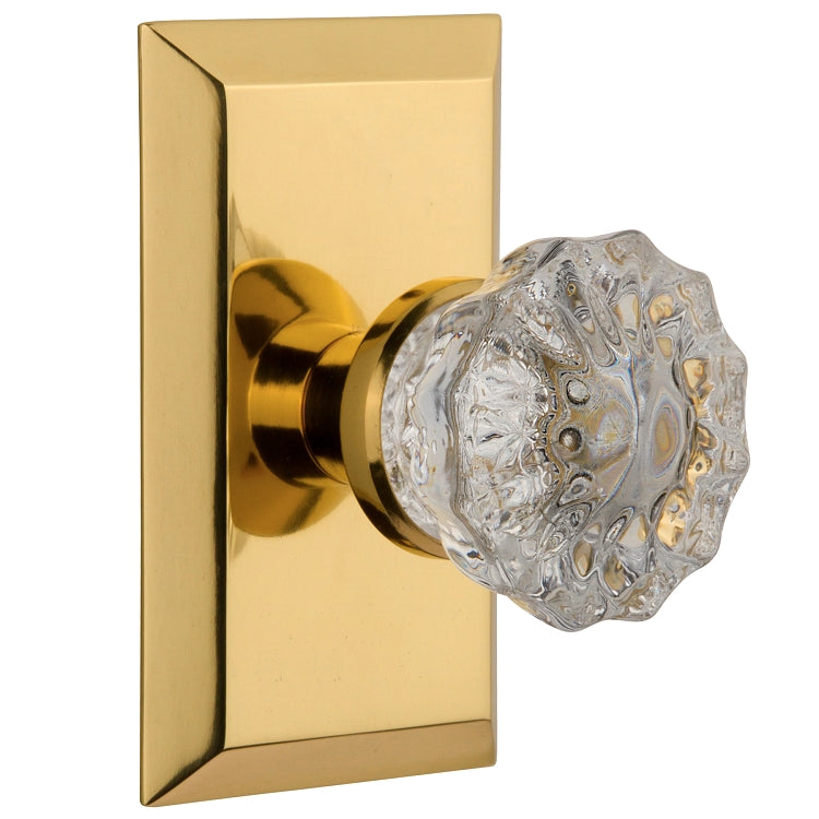 Nostalgic Warehouse Studio Plate with Crystal Knob - Polished brass