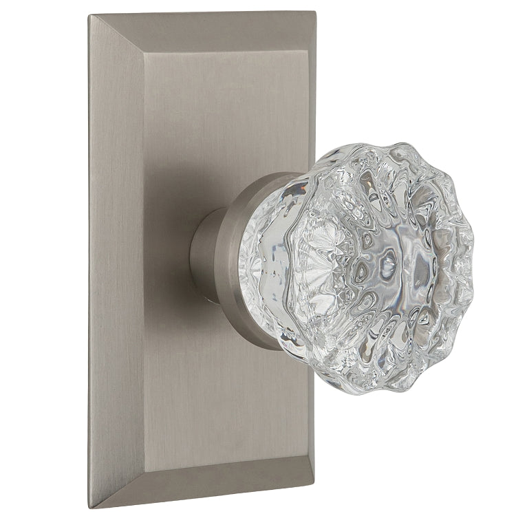 Nostalgic Warehouse Studio Plate with Crystal Knob - Satin nickel