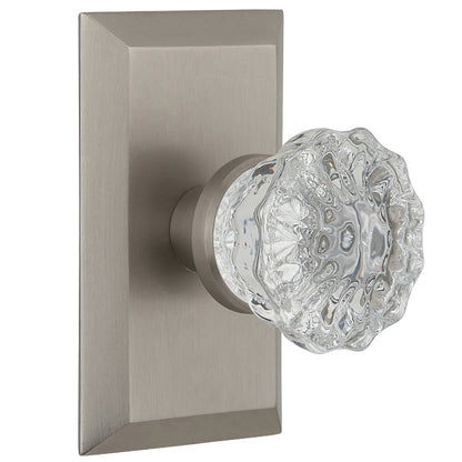 Nostalgic Warehouse Studio Plate with Crystal Knob - Satin nickel