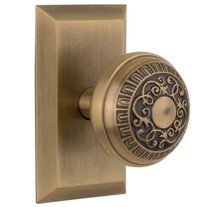 Nostalgic Warehouse Egg and Dart Knob with Studio Plate - Antique brass