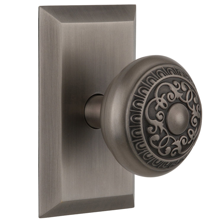 Nostalgic Warehouse Egg and Dart Knob with Studio Plate - Antique pewter