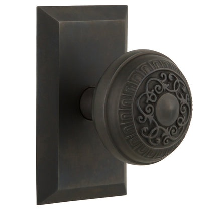 Nostalgic Warehouse Egg and Dart Knob with Studio Plate - Oil rubbed bronze