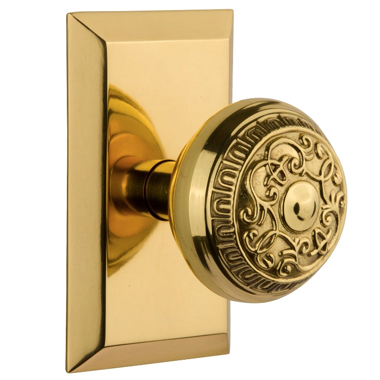 Nostalgic Warehouse Egg and Dart Knob with Studio Plate - Polished brass