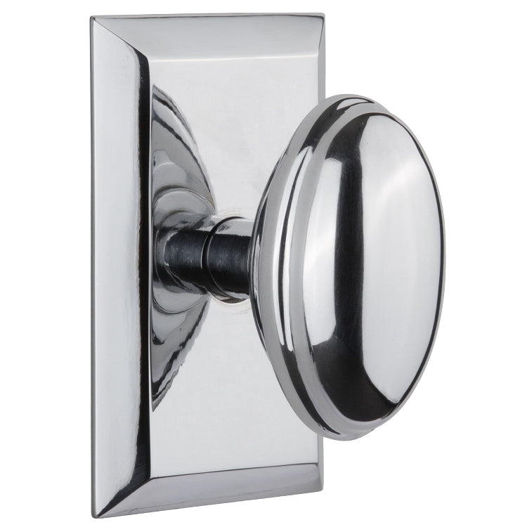 Nostalgic Warehouse Homestead Knob with Studio Rosette - Bright chrome