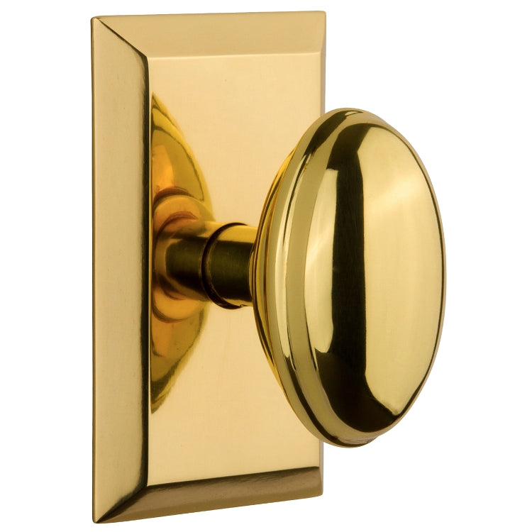 Nostalgic Warehouse Homestead Knob with Studio Rosette - Polished brass