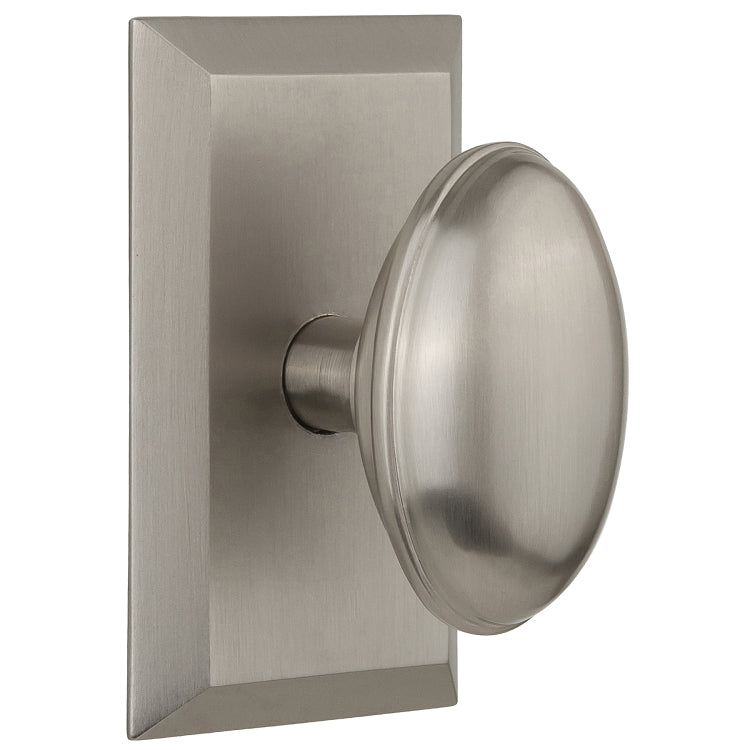 Nostalgic Warehouse Homestead Knob with Studio Rosette - Satin nickel