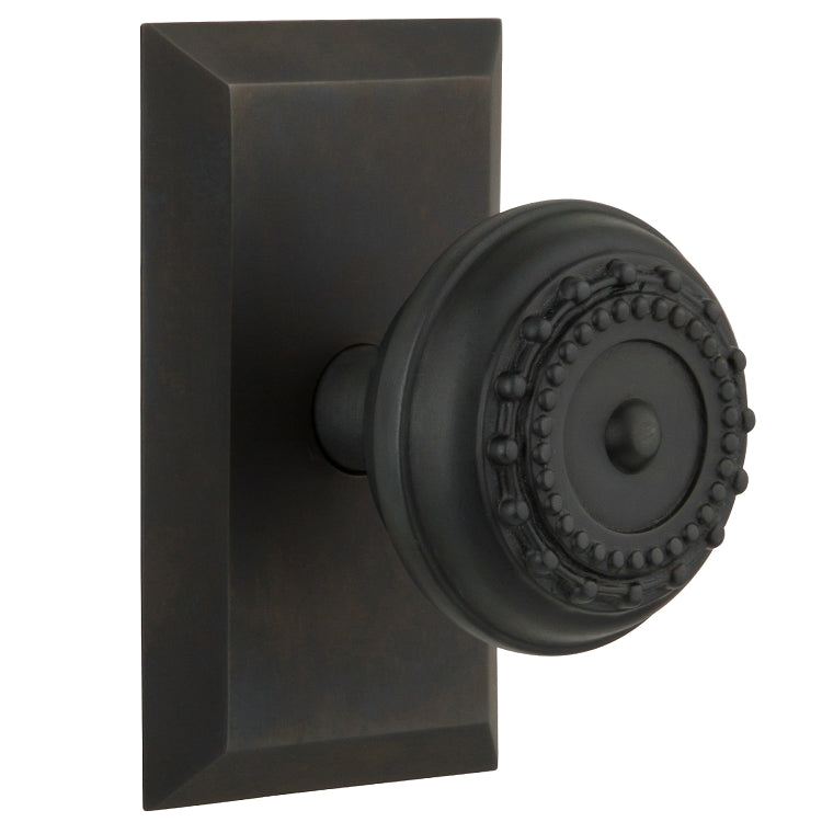 Nostalgic Warehouse Meadows Knob with Studio Plate - Oil rubbed bronze