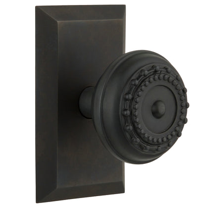 Nostalgic Warehouse Meadows Knob with Studio Plate - Oil rubbed bronze