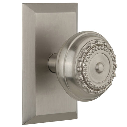 Nostalgic Warehouse Meadows Knob with Studio Plate - Satin nickel