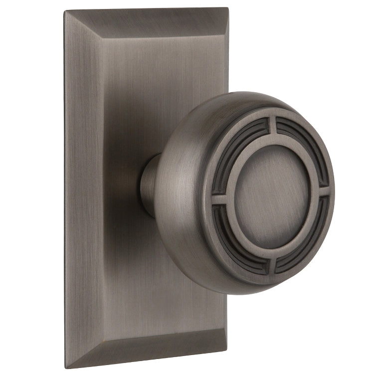 Nostalgic Warehouse Mission Knob with Studio Plate - Antique pewter