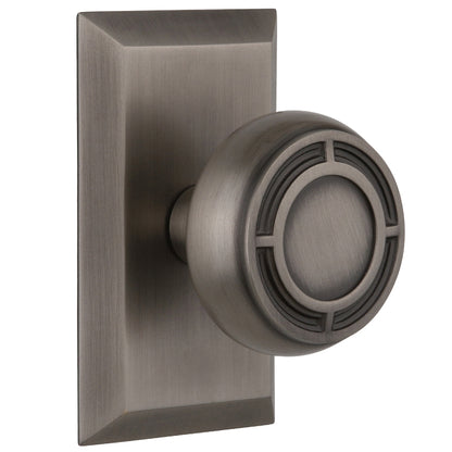Nostalgic Warehouse Mission Knob with Studio Plate - Antique pewter